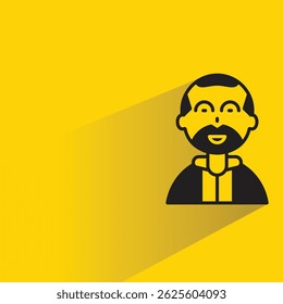 beard man avatar with shadow on yellow background