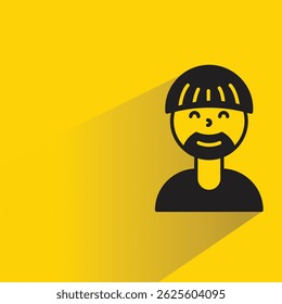 beard man avatar with shadow on yellow background