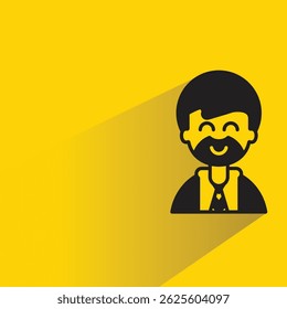 beard man avatar with shadow on yellow background