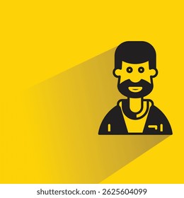 beard man avatar with shadow on yellow background
