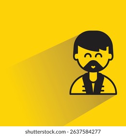 beard man avatar with shadow on yellow background