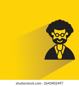 beard man avatar with shadow on yellow background