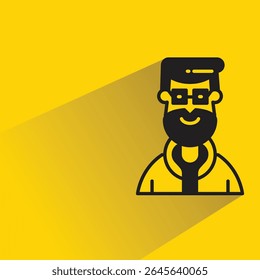 beard man avatar with shadow on yellow background