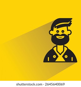 beard man avatar with shadow on yellow background