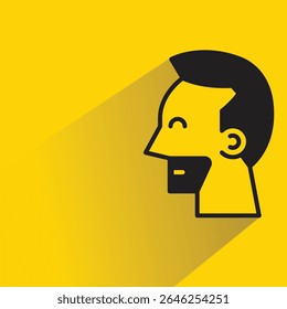 beard man avatar with shadow on yellow background