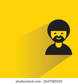 beard man avatar with shadow on yellow background