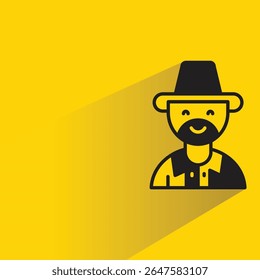 beard man avatar with shadow on yellow background