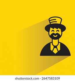 beard man avatar with shadow on yellow background