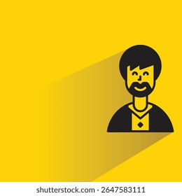 beard man avatar with shadow on yellow background