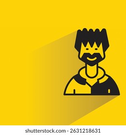 beard man avatar with shadow yellow background