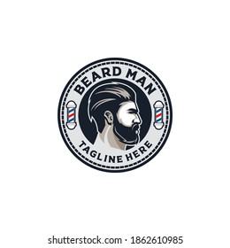 Beard Man Barber Shop Logo Vector Premium Vector