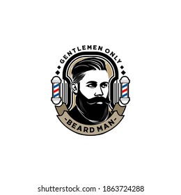 Beard Man Barber Shop Logo Premium Vector