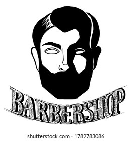 Beard man barbershop logo icon. Hand drawn vector element. Creative lebel design for web, app, logo, design.
