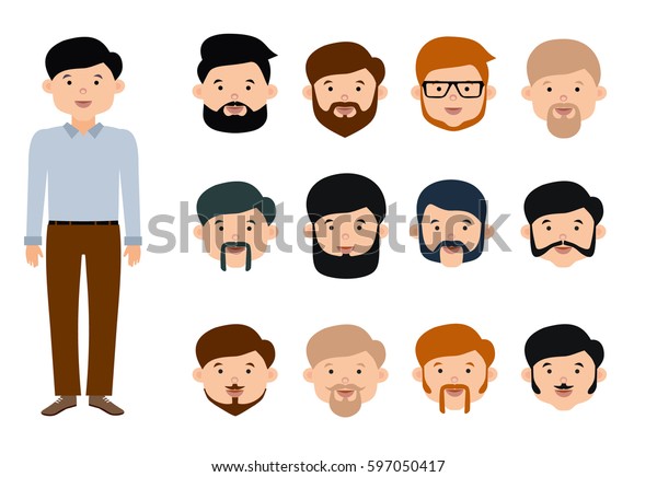 Beard Man Character Creation Set Options Stock Vector (Royalty Free ...