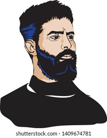 Beard man character illustration for graphic designers.