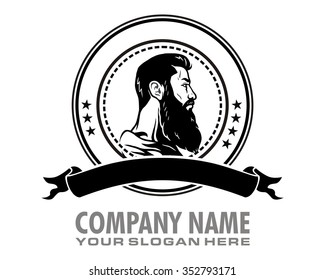 beard man character illustration logo icon vector