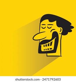 beard man character with shadow on yellow background
