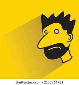 beard man character with shadow on yellow background