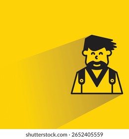 beard man character with shadow on yellow background
