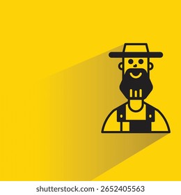 beard man character with shadow on yellow background