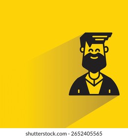beard man character with shadow on yellow background