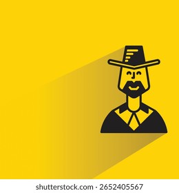 beard man character with shadow on yellow background