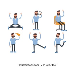 Bartmännchen in verschiedenen Posen Vektorillustration