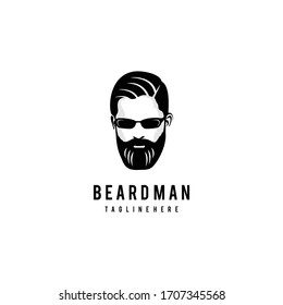 Diseño del logo del hombre barba. Impresionante logo del hombre barbudo. Un hombre con logotipo de barba.