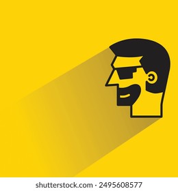 beard man face avatar with shadow on yellow background