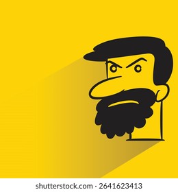 beard man face with shadow on yellow background