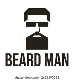 beard man flat minimalist logo design