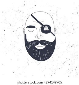 Beard man hand-drawn illustration, creative quote