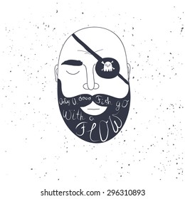 Beard man hand-drawn illustration, creative quote