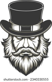 Beard man with hat vector illustration