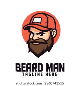 Beard Man Head Mascot Logo for Sports and Esports: A logo featuring a bearded man’s head, perfect for sports teams and Esports organizations.
