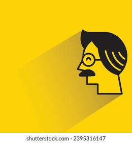 beard man icon with shadow on yellow background