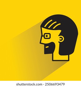 Icono de hombre de barba con sombra sobre fondo amarillo
