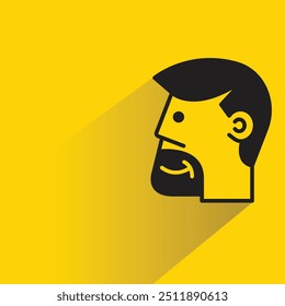 beard man icon with shadow on yellow background