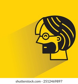 Icono de hombre de barba con sombra sobre fondo amarillo