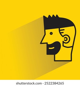 Icono de hombre de barba con sombra sobre fondo amarillo