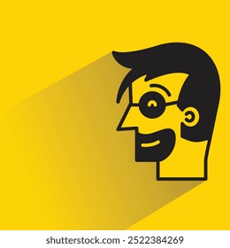 ícone do homem barba com sombra sobre fundo amarelo