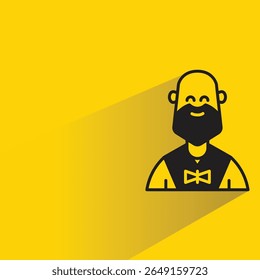 beard man icon with shadow on yellow background