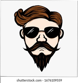 beard man illustration. can be use as mascot or barber logo