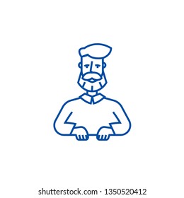 Beard man line icon concept. Beard man flat  vector symbol, sign, outline illustration.
