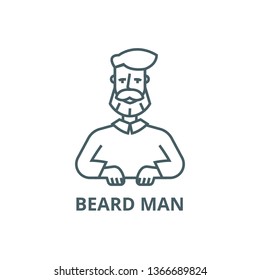 Beard man line icon, vector. Beard man outline sign, concept symbol, flat illustration