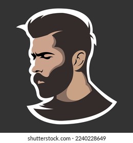 Diseño del logo de barba. Impresionante logo de un hombre con barba. Un hombre con logotipo de barba.EPS 10