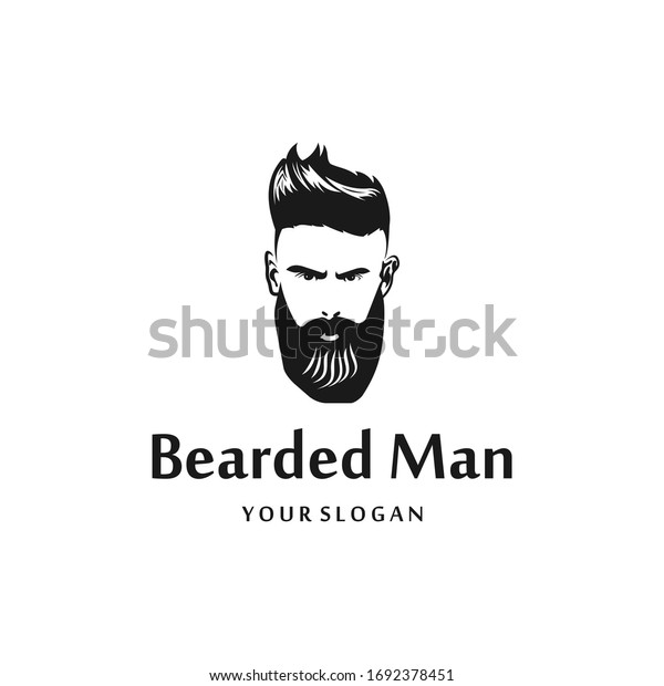 Beard Man Logo Design Awesome Bearded Stock Vector (Royalty Free ...