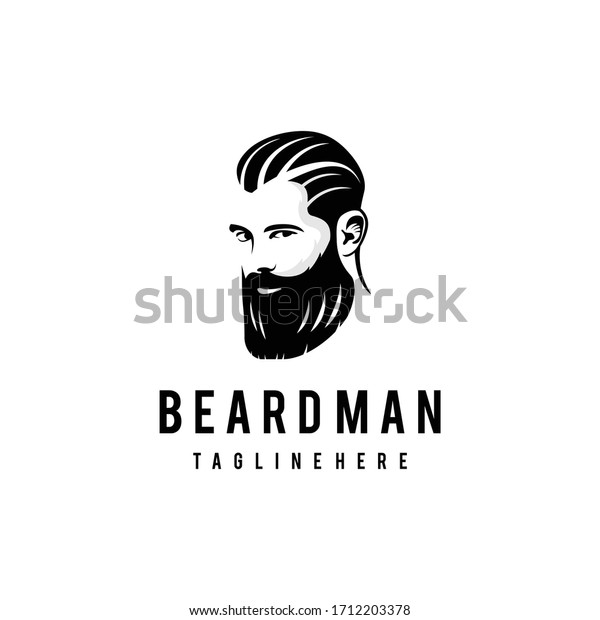 Beard Man Logo Design Awesome Bearded Stock Vector (Royalty Free ...