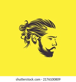 Beard Man Logo Design Vector Illustration