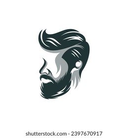 Beard man logo design vector 